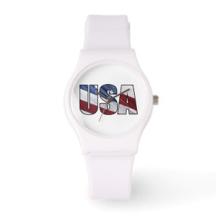 USA - Red White and Blue American Patriotic Flag Armbanduhr