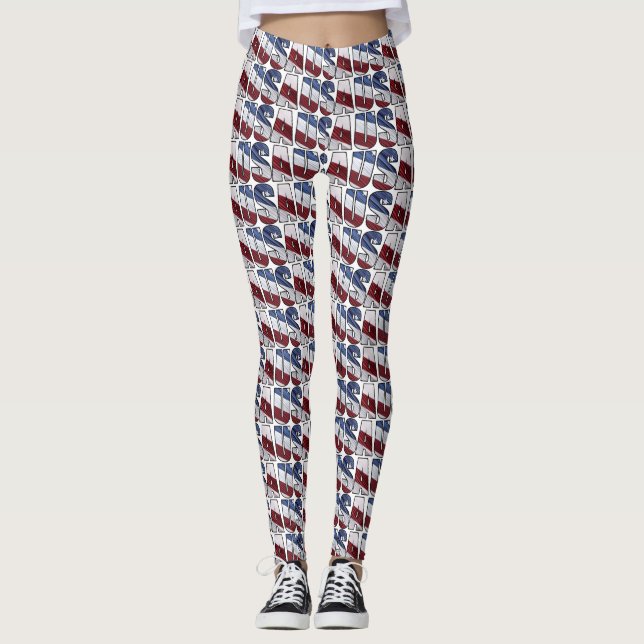 USA - Red White and Blue American Patriotic Flag Leggings (Vorderseite)