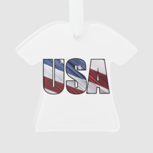 USA - Red White and Blue American Patriotic Flag Ornament