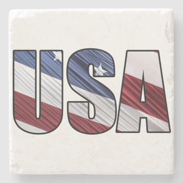 USA - Red White and Blue American Patriotic Flag Steinuntersetzer (Vorderseite)
