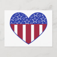 USA Red White and Blue Heart Postcard