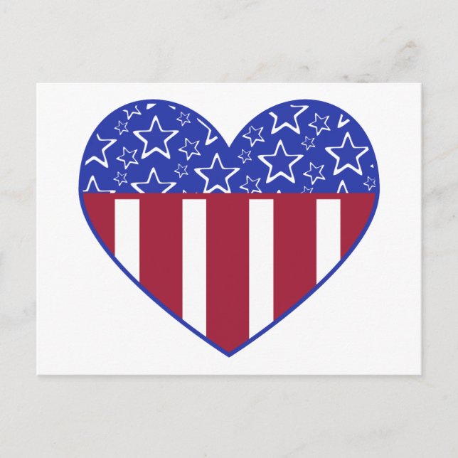 USA Red White and Blue Heart Postcard Postkarte (Vorderseite)