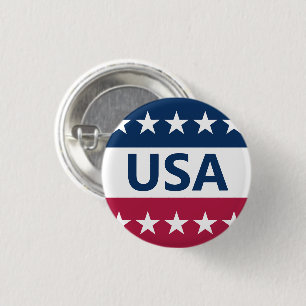USA Red White and Blue mit Stars Button
