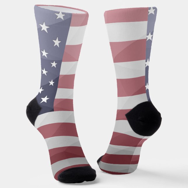 USA Red White Blue Geometric Mesh Pattern Socken (Gewinkelt)