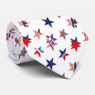 USA Red White Blue Stars Necktie Krawatte