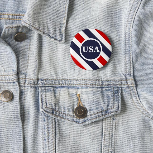 USA Red White Blue Strip Round Button (Beispiel)