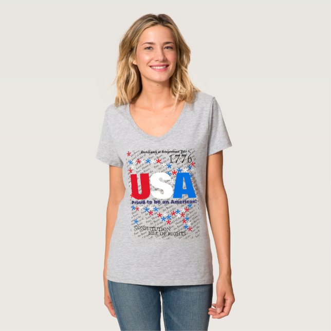 USA Red White Blue Verfassung T-Shirt (Vorderseite Vollansicht)