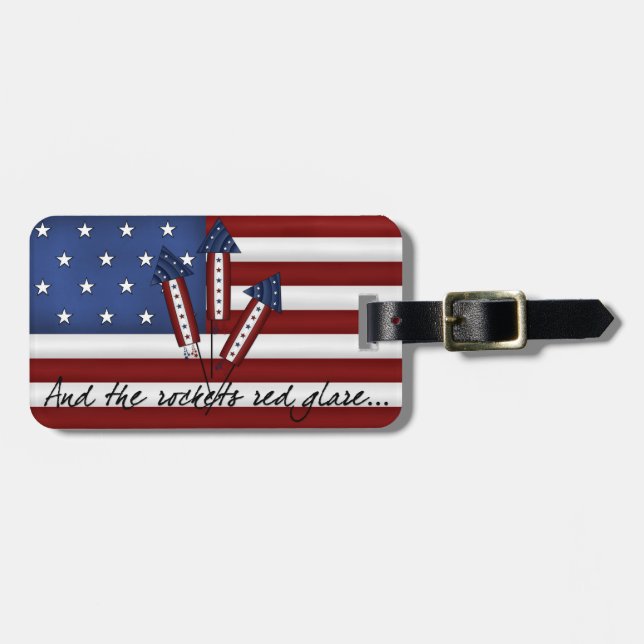 USA Rockets Flag Lugtag Tag Gepäckanhänger (Vorderseite horizontal)