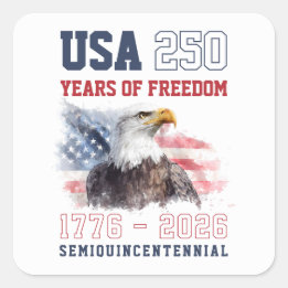 USA Rot Weiß Blau Amerikas 250. Jubiläum Quadratischer Aufkleber