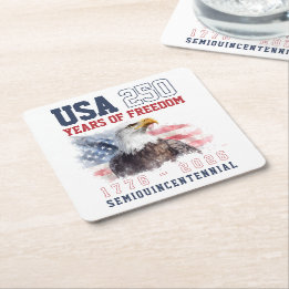 USA Rot Weiß Blau Amerikas 250. Jubiläum Rechteckiger Pappuntersetzer