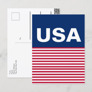 USA Rot Weiß Blau Patriotisch Doppelseitig Postkarte