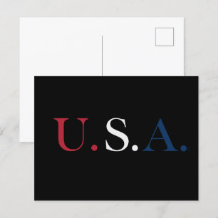 USA Rot Weiß Blau Schriftzug Design Postkarte