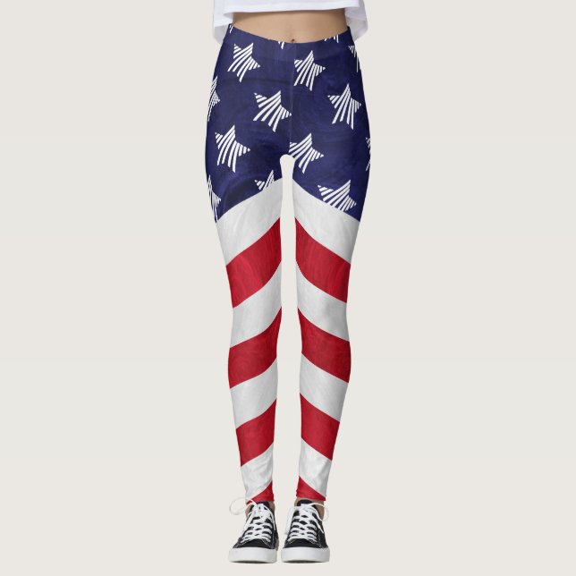 USA - rot-weiß-blaue amerikanische Flagge Leggings (Vorderseite)