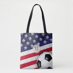 USA - Rot-Weiß-Blaue-Fahne mit Fußball Tasche