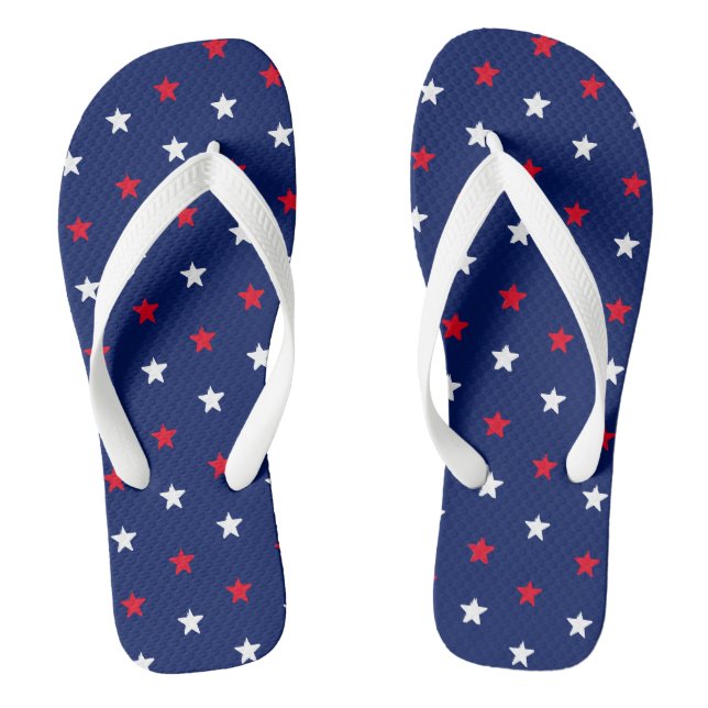 USA Rotes Blaues Himmelsblau patriotische Sternenm Flip Flops (Fußbett)