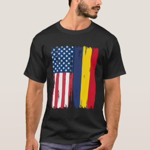 USA Rumänien Halbamerikanische Flaggenwurzeln T-Shirt