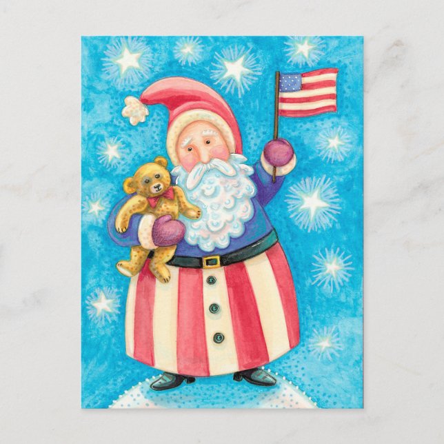 USA Santa Claus Christmas Feiertagspostkarte (Vorderseite)