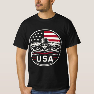 USA-Schwimmer-Amerikanische-Flagge-Patriotisches-S T-Shirt