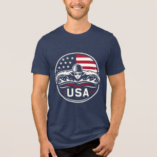 USA-Schwimmer-Amerikanische-Flagge-Patriotisches-S Tri-Blend Shirt