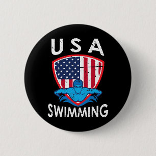 Usa Schwimmteam Sport Athlet Schwimmen Aquatisch Button