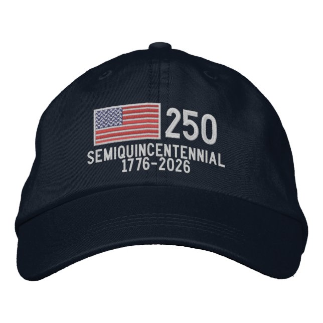 USA Semiquincentennial with American Flag  Bestickte Baseballkappe (Vorderseite)
