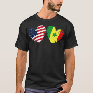 USA Senegal Flag Herz Valentinstag Senegalese A T-Shirt