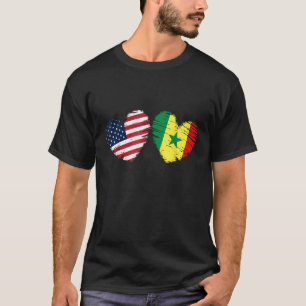 USA Senegal Flag Herz Valentinstag Senegalese A T-Shirt