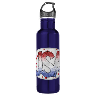 USA Shimmer und Stars Word Art Edelstahlflasche