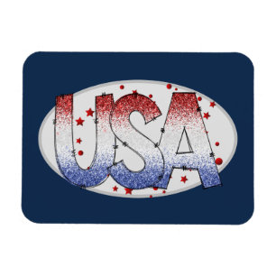 USA Shimmer und Stars Word Art Magnet
