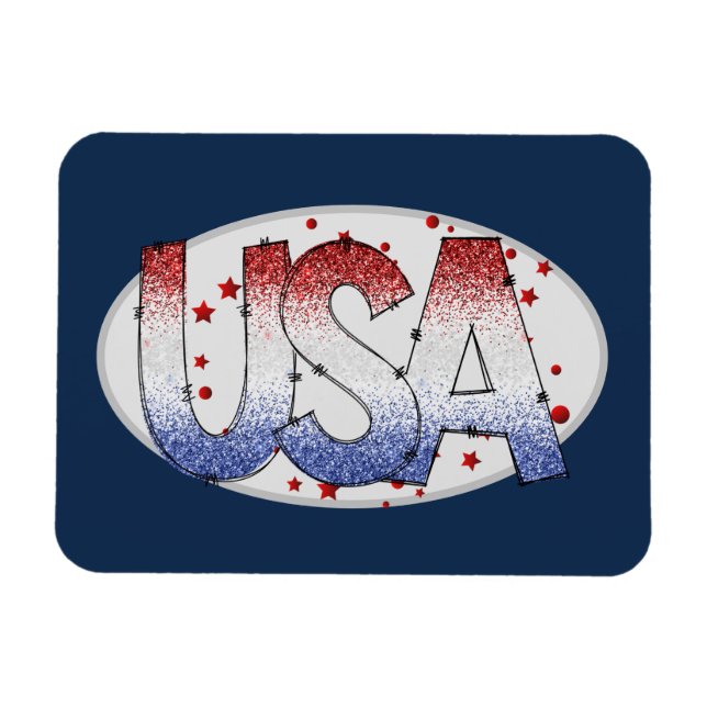 USA Shimmer und Stars Word Art Magnet (Horizontal)