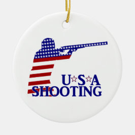 USA Shooting (Red White and Blue Rifle) Keramik Ornament