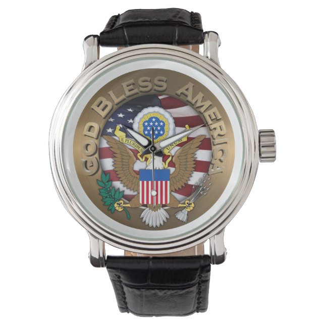 USA Siegel - Gott segne Amerika Armbanduhr (Vorderseite)