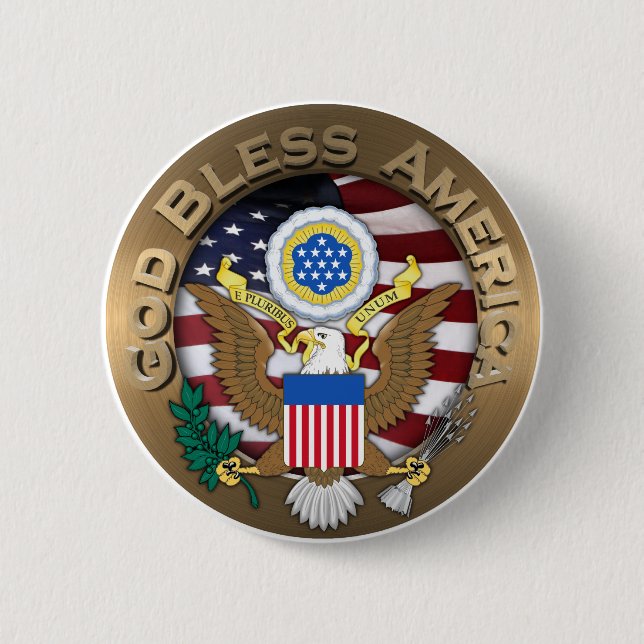 USA Siegel - Gott segne Amerika Button (Vorderseite)