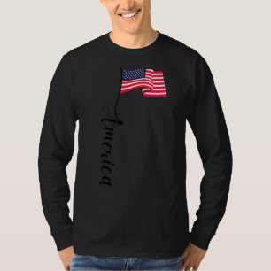 USA Signature Flag American Flag Pole for Patrioti T-Shirt