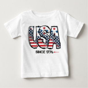 USA Since 1776 Distressed Flag Design Baby T-shirt