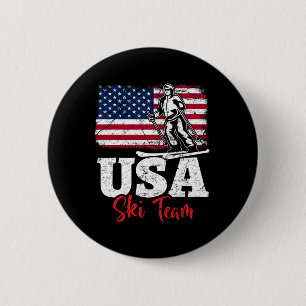 Usa Ski Team Amerika Skifahren Wintersport Usa Ski Button
