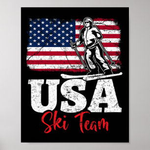 Usa Ski Team Amerika Skifahren Wintersport Usa Ski Poster
