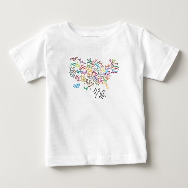 USA Skripttext-Karte Baby T-shirt (Vorderseite)