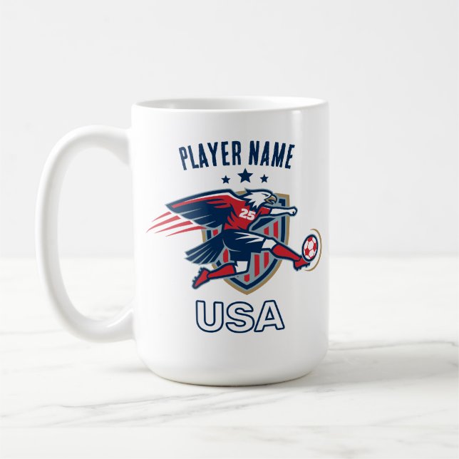 USA Soccer Eagle National Team Patriotic Action Kaffeetasse (Links)
