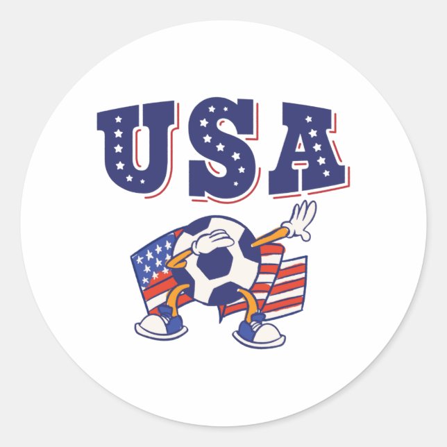 USA Soccer Fan Jersey Shirt American Flag Runder Aufkleber (Vorderseite)