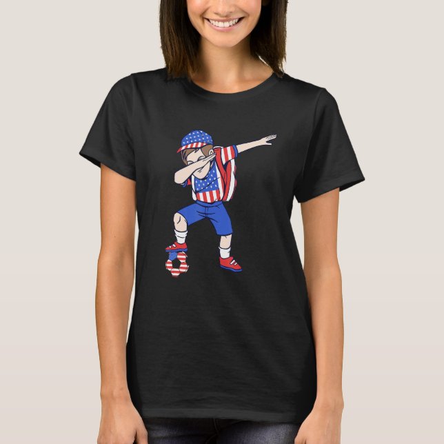 USA Soccer Player America Dabbing American Boy T-Shirt (Vorderseite)