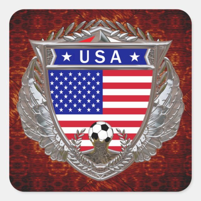 USA Soccer Quadratischer Aufkleber (Vorderseite)