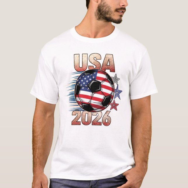 USA Soccer with Red White Blue Stars 2026 T-Shirt (Vorderseite)