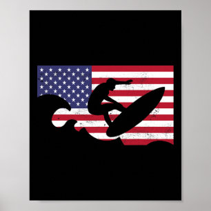 Usa Sommer Sport Spiele Surfen Amerikanische Flagg Poster