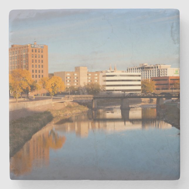USA, South Dakota, Sioux Falls, City Skyline Steinuntersetzer (Vorderseite)