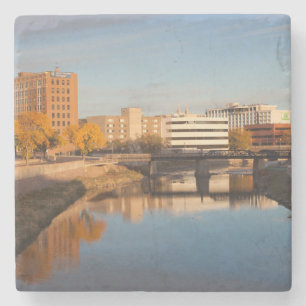 USA, South Dakota, Sioux Falls, Stadt-Skyline Steinuntersetzer