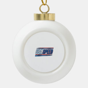 USA-Speed-Racing-patriotisches-vintage-Vektor-Desi Keramik Kugel-Ornament