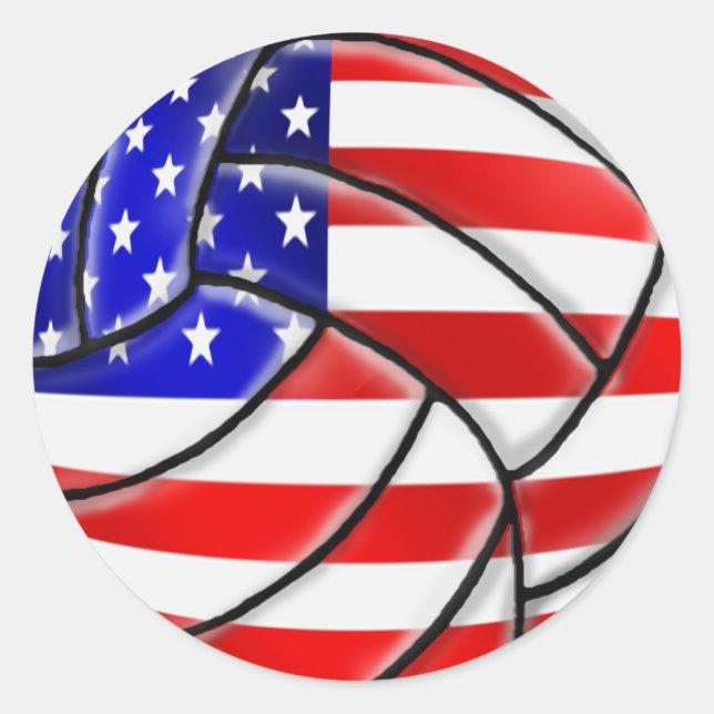 USA Sports - USA Volleyball Runder Aufkleber (Vorderseite)