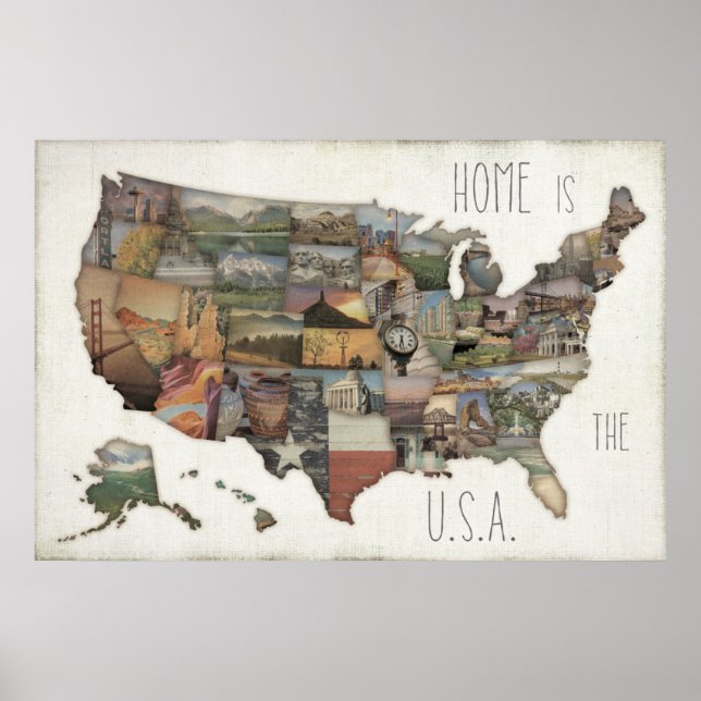 USA Staat Collage Poster (Vorne)