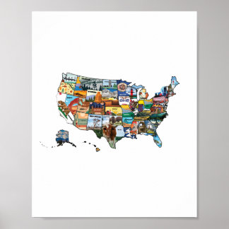 USA Staat Map Illustration Poster